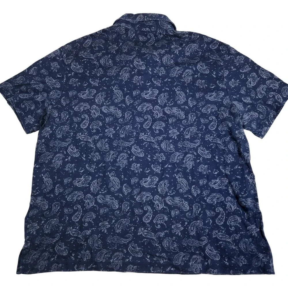 Polo Ralph Lauren Polo Shirt Mens XL Blue Cotton Paisley Classic Fit SS